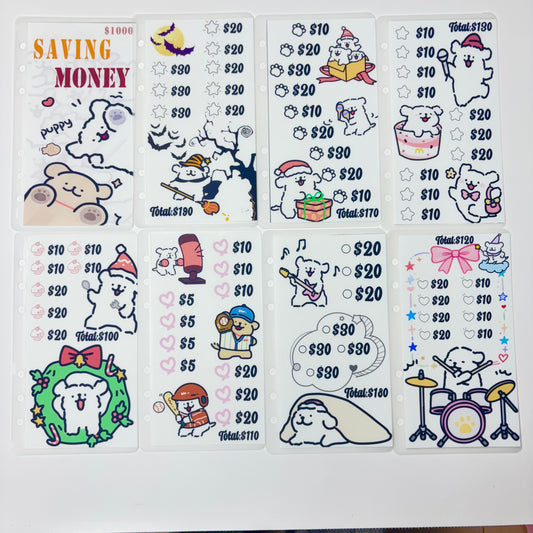 Black & White Puppy Custom 1k 3k 5k Luxury Vellum Savings Challenge