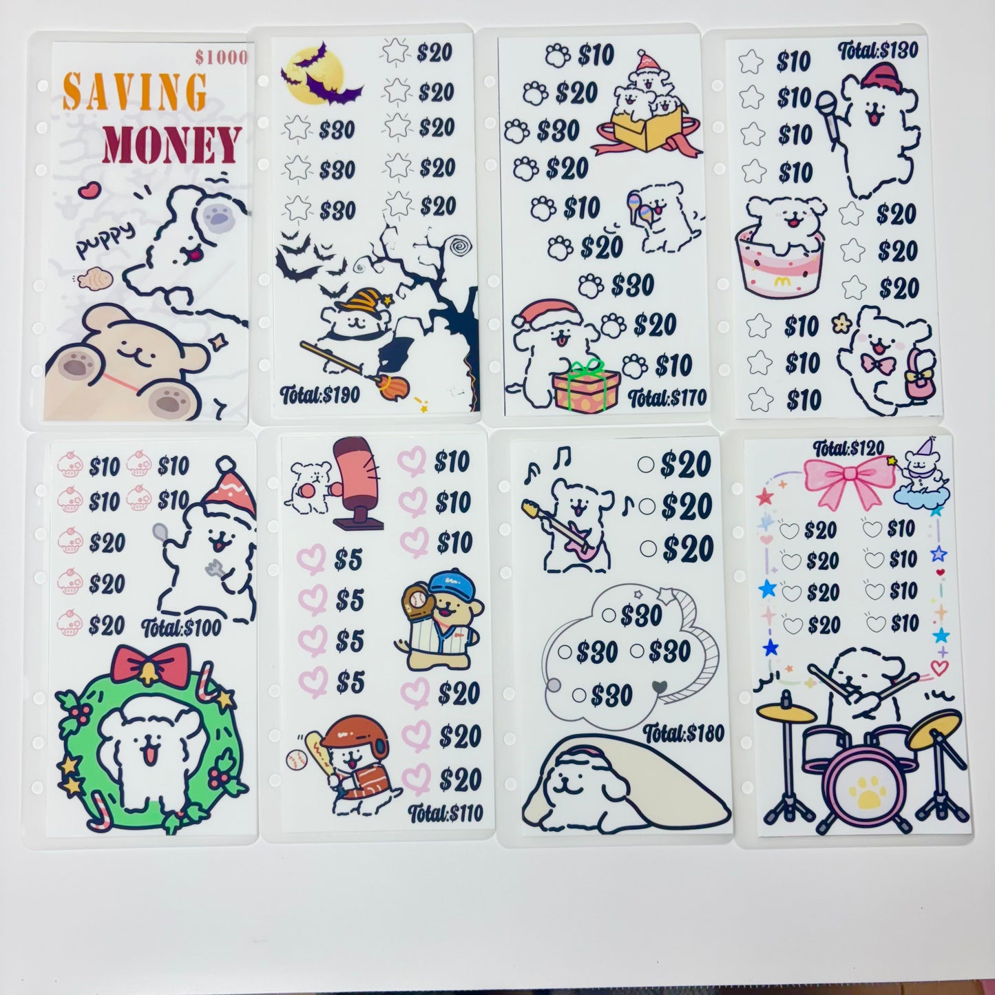 Black & White Puppy Custom 1k 3k 5k Luxury Vellum Savings Challenge