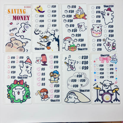 Black & White Puppy Custom 1k 3k 5k Luxury Vellum Savings Challenge