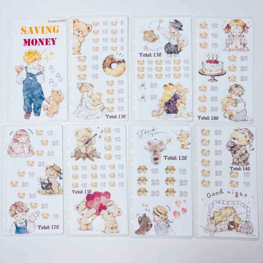 Cute bear vibe boy&girl Custom 1k 3k 5k Luxury Vellum Savings Challenge